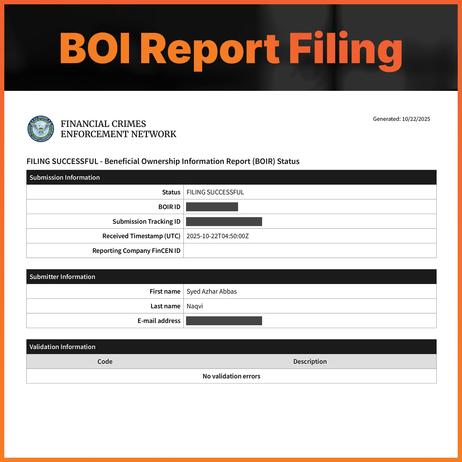 Portfolio image Square BOI Report Filing