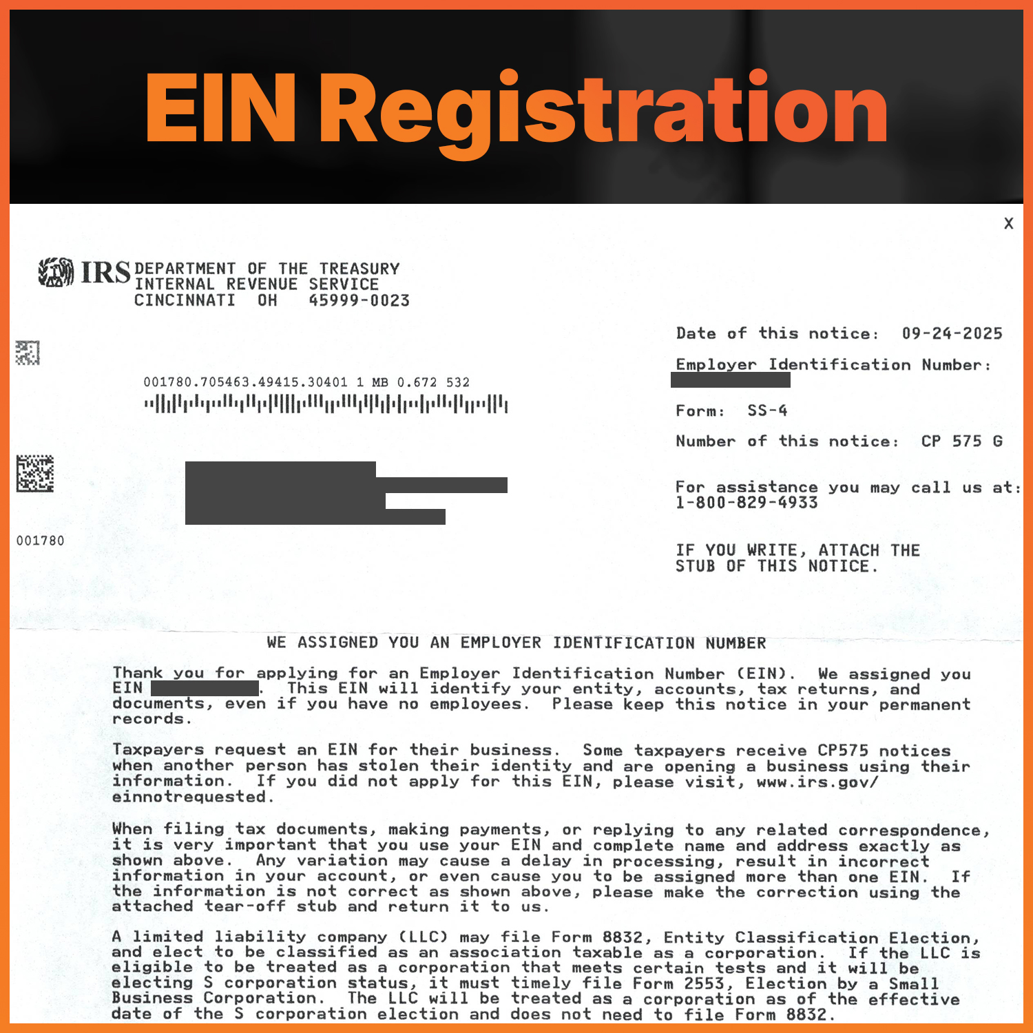 Portfolio image Square EIN Registration